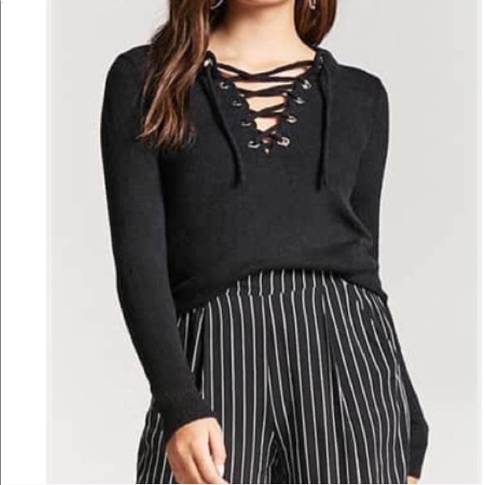 Derek Heart Lace Up Sweater